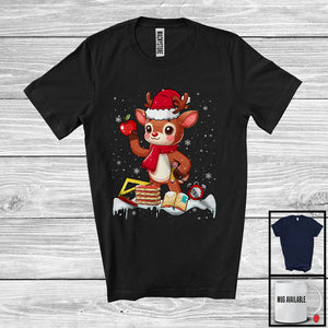 MacnyStore - Reindeer Teacher; Adorable Christmas Reindeer Snowing Around; Teacher Proud Jobs Careers Group T-Shirt