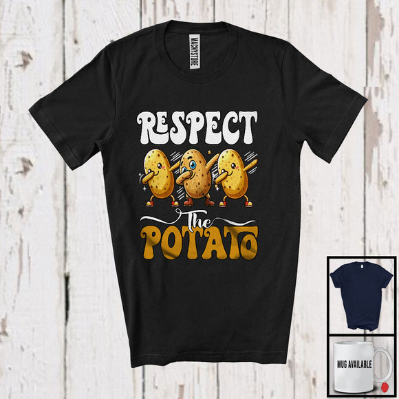 MacnyStore - Respect The Potato; Sarcastic Dabbing Potatoes Vegan Vegetable Lover; Matching Couple Group T-Shirt