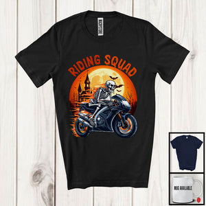 MacnyStore - Riding Squad, Scary Halloween Costume Skeleton Pumpkins, Outdoor Activities Group T-Shirt