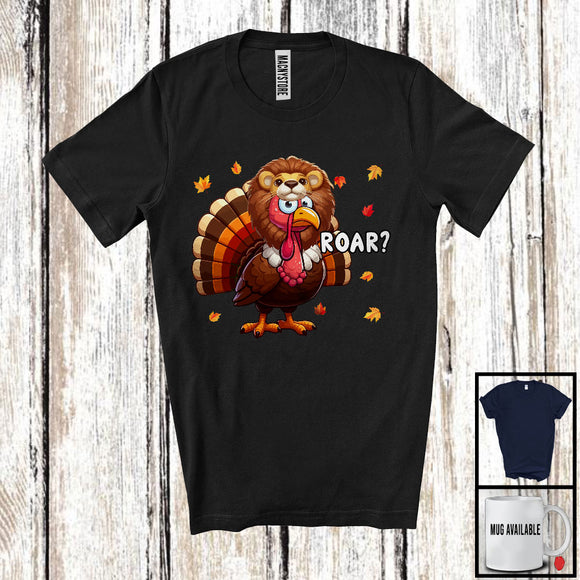 MacnyStore - Roar; Wonderful Thanksgiving Fall Autumn Leaves Lion Lover Turkey; Animal Family Group T-Shirt