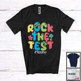 MacnyStore - Rock The Test, Humorous Testing Day Test Day Flowers, Matching Teacher Student Group T-Shirt