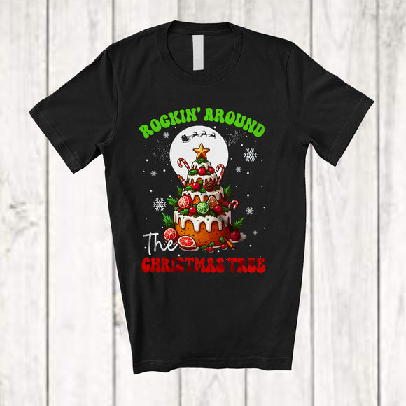 MacnyStore - Rockin' Around The Christmas Tree; Fantastic Christmas Moon Christmas Tree Cake; Family T-Shirt