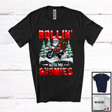 MacnyStore - Rollin' With My Gnomies; Fantastic Christmas Santa Gnome Riding Dirt Bike; Snowing X-mas Family T-Shirt