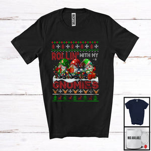 MacnyStore - Rollin' With My Gnomies; Fantastic Christmas Sweater Santa Three Gnomes; Family T-Shirt