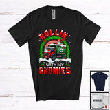 MacnyStore - Rollin' With My Gnomies; Wonderful Christmas Santa Gnome Driving Garbage Truck; Rainbow Family T-Shirt