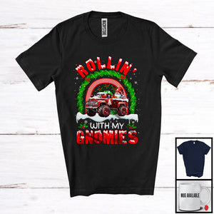 MacnyStore - Rollin' With My Gnomies; Wonderful Christmas Santa Gnome Driving Pickup; Rainbow Family T-Shirt