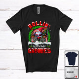 MacnyStore - Rollin' With My Gnomies; Wonderful Christmas Santa Gnome Riding Bicycle; Rainbow Family T-Shirt