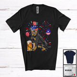 MacnyStore - Rottweiler Drinking Beer, Cheerful 4th Of July Drunker Fireworks, American Flag Patriotic Group T-Shirt