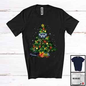 MacnyStore - Russian Blue Cat Christmas Tree Cosplay; Merry X-mas Russian Blue Cat Owner; Family Group T-Shirt