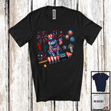 MacnyStore - Russian Blue Riding Firecracker, Amazing 4th Of July American Flag Firecracker, Animal Cat Lover T-Shirt