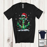 MacnyStore - Santa Anchor With X-mas Lights; Merry Christmas Snowing Boat Cruise; Captain Sailing Pontoon T-Shirt