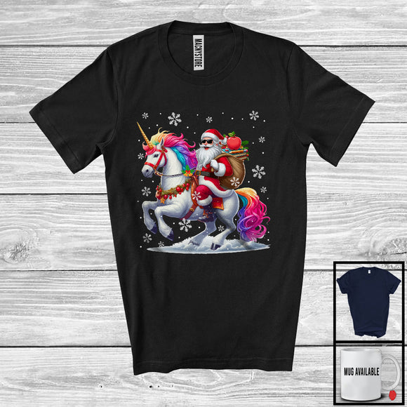 MacnyStore - Santa Assistant Teacher Riding Unicorn; Cheerful Christmas Snowing Jobs; Assistant Teacher Group T-Shirt