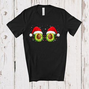 MacnyStore - Santa Avocado Boobs; Wonderful Christmas Lights Fruit Lover; Matching Women Family Group T-Shirt