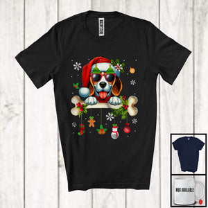 MacnyStore - Santa Beagle With Bone; Amazing Christmas Dog Owner Lover; Snowing Family Group T-Shirt