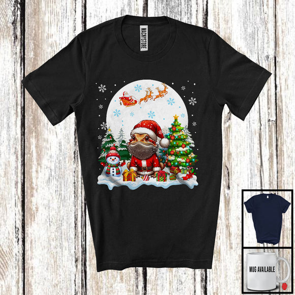 MacnyStore - Santa Bearded Dragon With X-mas Tree Snowman, Adorable Christmas Santa Wild Animal, Family Group T-Shirt