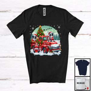 MacnyStore - Santa Border Collie On Pickup Truck; Joyful Christmas Moon Gnome Gnomies; Winter Snowing T-Shirt