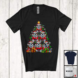 MacnyStore - Santa Bulldog Christmas Tree; Humorous X-mas Lights Snowing; Matching Family Group T-Shirt