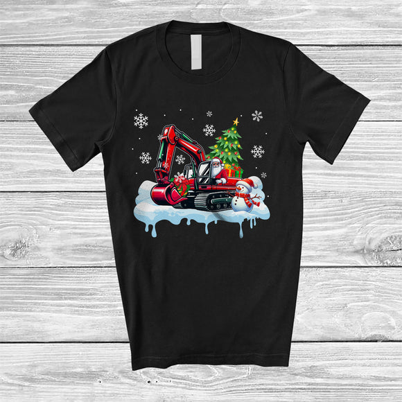 MacnyStore - Santa Carrying Christmas Tree On Excavator; Awesome Christmas Snowman; Driver Family T-Shirt