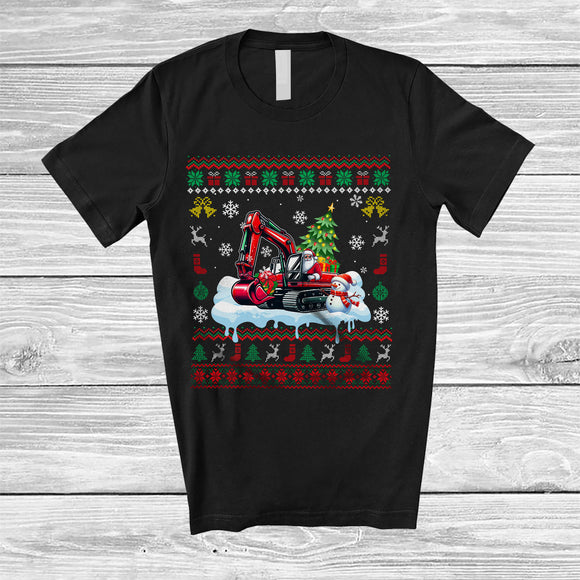 MacnyStore - Santa Carrying Christmas Tree On Excavator; Awesome Christmas Sweater Snowman; Driver T-Shirt