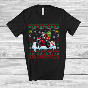 MacnyStore - Santa Carrying Christmas Tree On Motorbike; Awesome Christmas Sweater Snowman; Rider T-Shirt