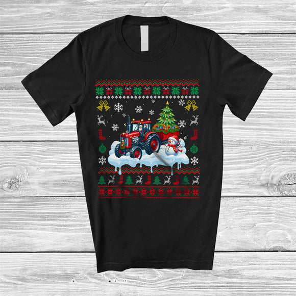 MacnyStore - Santa Carrying Christmas Tree On Tractor; Awesome Christmas Sweater Snowman; Driver T-Shirt