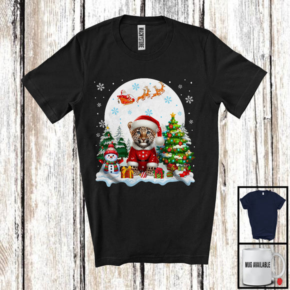 MacnyStore - Santa Cheetah With X-mas Tree Snowman, Adorable Christmas Santa Wild Animal, Family Group T-Shirt