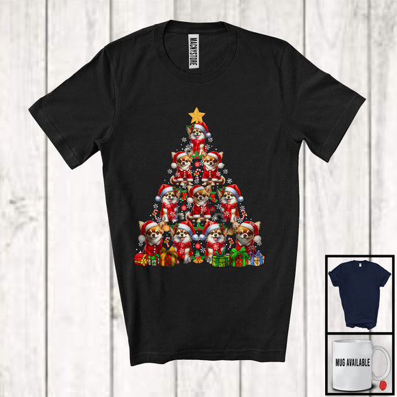 MacnyStore - Santa Chihuahua Christmas Tree; Amazing X-mas Christmas Lights Animal Lover; Family Group T-Shirt