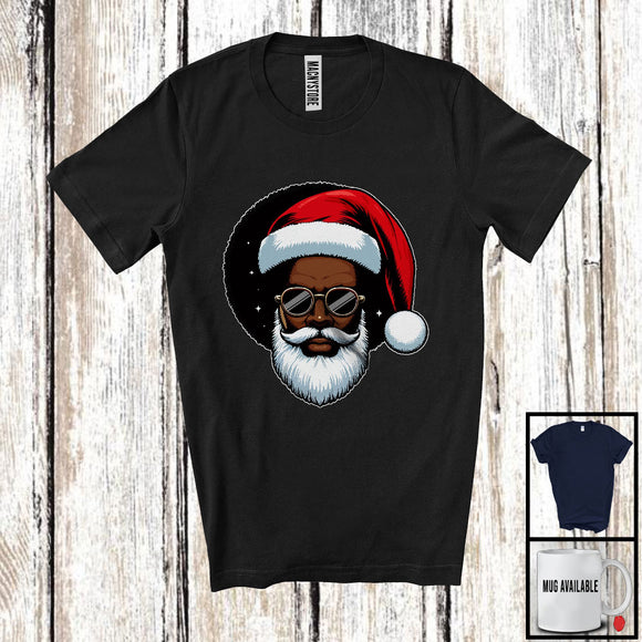 MacnyStore - Santa Claus Face Black African American; Awesome Christmas Santa Afro Beard Santa; Family T-Shirt