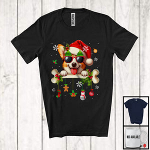 MacnyStore - Santa Corgi With Bone; Amazing Christmas Dog Owner Lover; Snowing Family Group T-Shirt