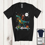 MacnyStore - Santa Dachshund Riding Reindeer T-Rex; Awesome Christmas Lights Animal; X-mas Snowing T-Shirt