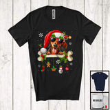 MacnyStore - Santa Dachshund With Bone; Amazing Christmas Dog Owner Lover; Snowing Family Group T-Shirt