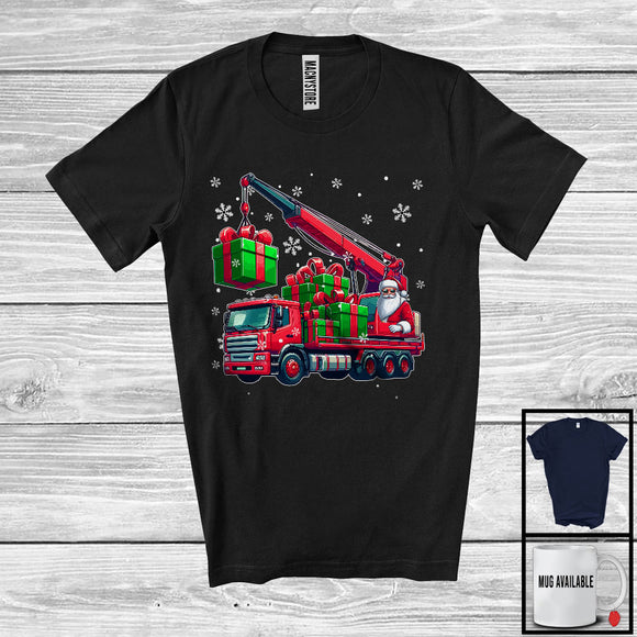 MacnyStore - Santa Driving Crane Truck, Awesome Christmas Santa Driver Team, Matching Family X-mas Group T-Shirt