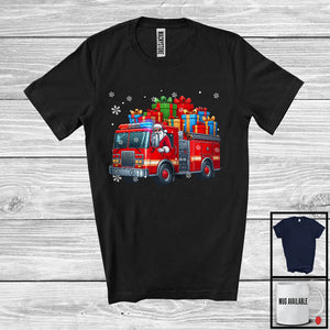 MacnyStore - Santa Driving Fire Truck, Awesome Christmas Santa Driver Team, Matching Family X-mas Group T-Shirt