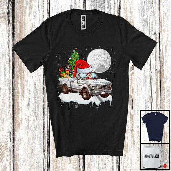 MacnyStore - Santa Driving Pickup With X-mas Tree, Joyful Christmas Santa Snow Matching Group T-Shirt