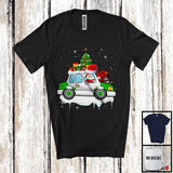 MacnyStore - Santa Driving Police Car With X-mas Tree, Joyful Christmas Santa Snow Matching Group T-Shirt