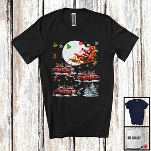 MacnyStore - Santa Driving Reindeer Police Car Sleigh; Wonderful Christmas Santa Sleigh; Snow Family T-Shirt