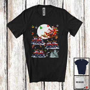 MacnyStore - Santa Driving Reindeer Tractor Sleigh; Wonderful Christmas Santa Sleigh; Snow Family Group T-Shirt