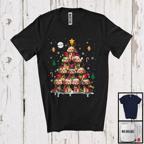 MacnyStore - Santa ELF Reindeer Poochon Dog Christmas Tree; Wonderful X-mas Lights Tree; Family Group T-Shirt