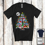 MacnyStore - Santa Elf Ambulance Christmas Tree; Joyful X-mas Ambulance Driver Snowing Gnome; Family T-Shirt