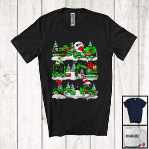 MacnyStore - Santa Elf Construction Vehicle; Lovely Christmas Excavator Crane Truck; Boys Family Group T-Shirt