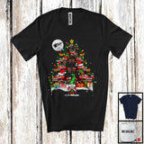 MacnyStore - Santa Elf Pickup Truck Christmas Tree; Joyful X-mas Pickup Truck Driver Snowing Gnome; Family T-Shirt