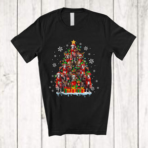 MacnyStore - Santa Elf Reindeer Greyhound Dog Christmas Tree; Lovely X-mas Lights Greyhound Dog; Snowing T-Shirt