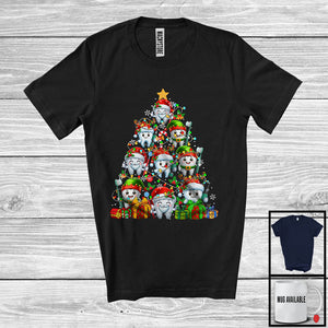 MacnyStore - Santa Elf Tooth Christmas Tree Lights; Adorable X-mas Teeth Pajama; Dentist Dental Squad T-Shirt