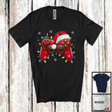 MacnyStore - Santa Game Controller With Christmas Lights; Joyful X-mas Gaming Lover; Snowing Gamer T-Shirt