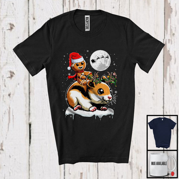 MacnyStore - Santa Gingerbread Riding Hamster Reindeer; Lovely Christmas Snowing Wild Animal; Family Group T-Shirt