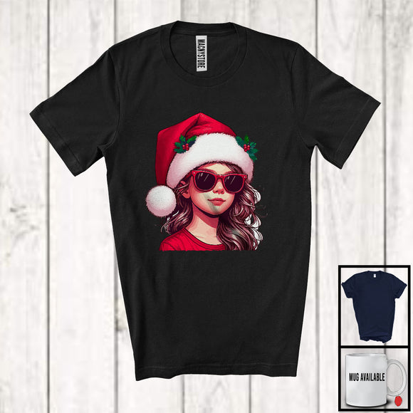 MacnyStore - Santa Girl Face Sunglasses; Adorable Christmas Santa Pajama; Matching X-mas Family Group T-Shirt