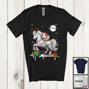 MacnyStore - Santa Guinea Pig Riding Reindeer Horse; Awesome Christmas Lights Farmer; X-mas Snowing T-Shirt