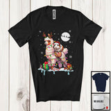 MacnyStore - Santa Guinea Pig Riding Reindeer Llama; Awesome Christmas Lights Animal; X-mas Snowing T-Shirt