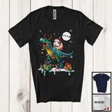 MacnyStore - Santa Guinea Pig Riding Reindeer T-Rex; Awesome Christmas Lights Animal; X-mas Snowing T-Shirt