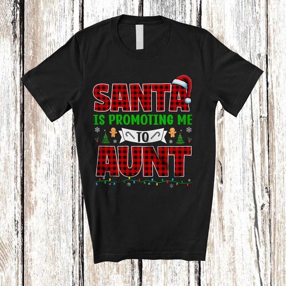 MacnyStore - Santa Is Promoting Me to Aunt; Amusing Christmas Pregnancy Announcement; Plaid Family T-Shirt